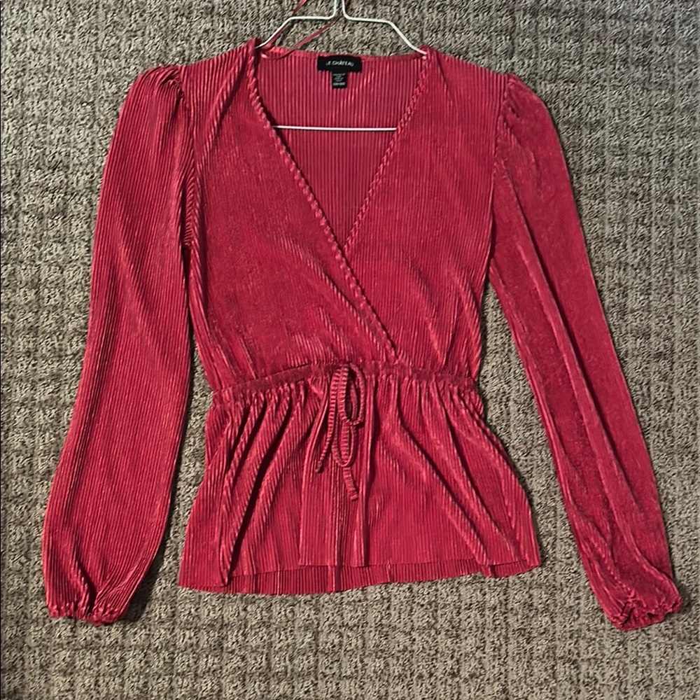 Le Chateau pink Pleated Wrap Blouse